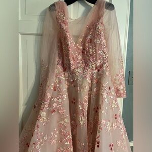 Gattinolli Couture pink floral embroidered gown